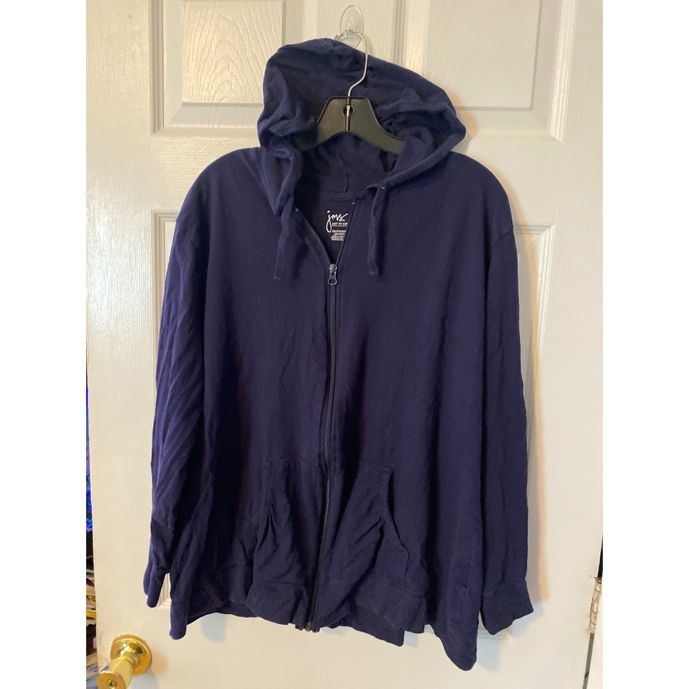 Just My Size Womens 3X Navy Blue Zip Up Hoodie Lightweight Jersey Jacket 22W 24W